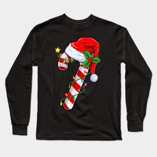 Candy Cane Crew Santa Christmas Long Sleeve T-Shirt